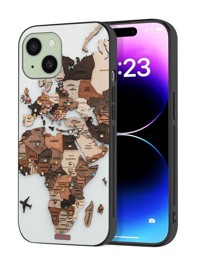 Tolwak Apple iPhone 15 Plus Protective Case Cover World Map Art - Image 1