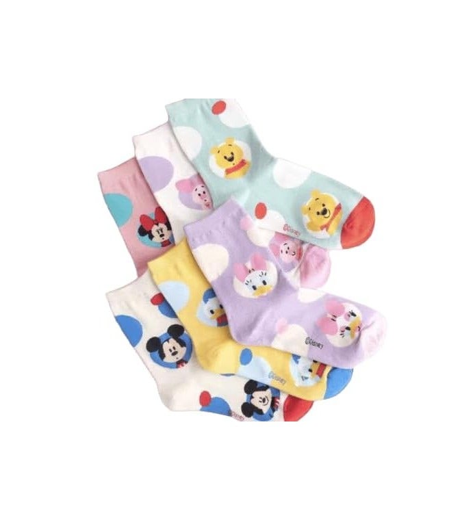 "SMARTEDGE women's socks, made from premium material, with Disney prints in vibrant colors, cute summer socks, long, new design, 6 pairs, multi-colored