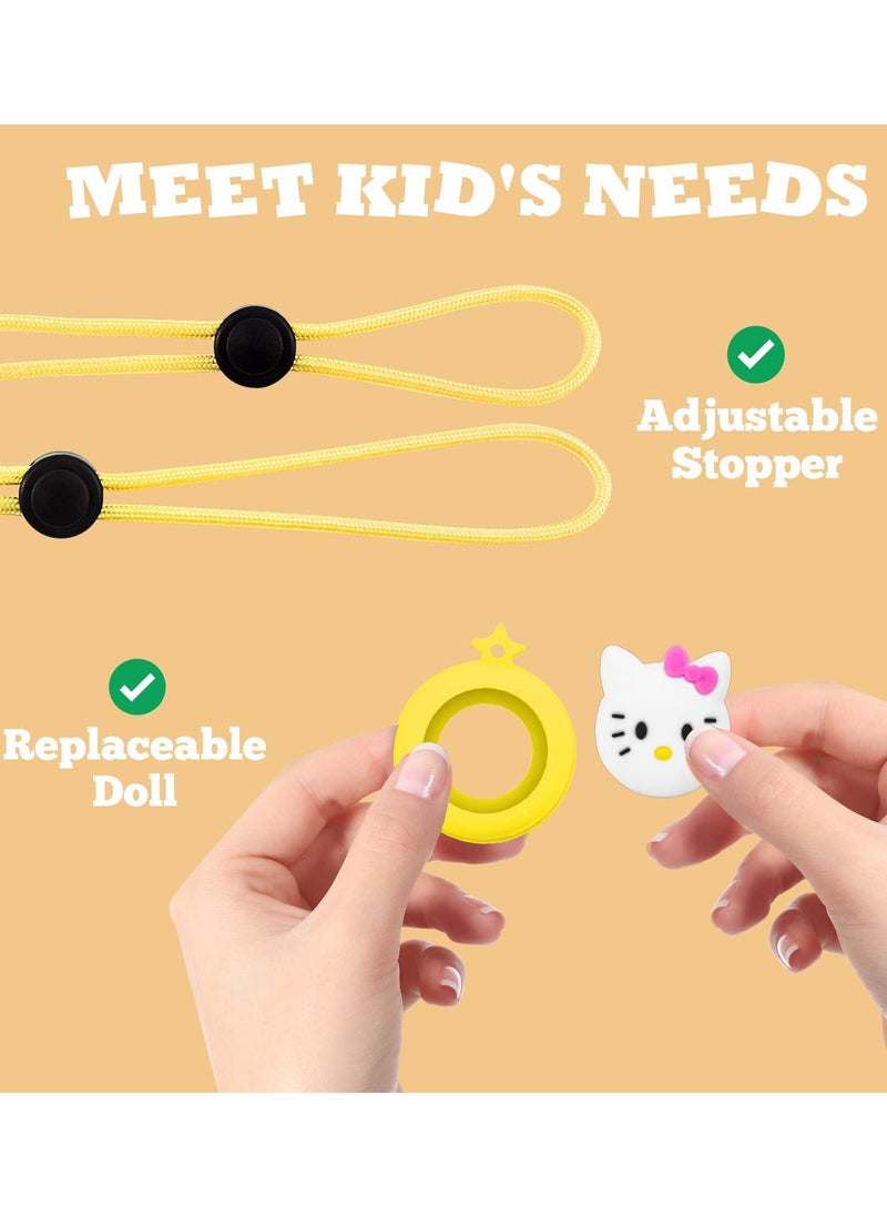 Anmi - AirTag Necklace Kids, 2 Pack Holder for Apple Air Tag Toddler Silicone Hidden Case Convenient Than Wristband Bracelet Child AirTags Holder for Girls (Pink, Yellow), silicone - Image 1