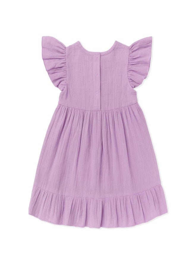 Kidbea® Baby Girls’ Linen Dress | Comfortable, Trendy Ruffled Sleeves & Hem, Soft Breathable Fabric for Everyday & Special Occasions (Lavender, 12-18 Months) - Image 3