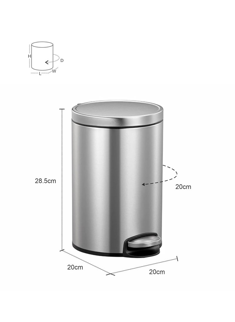 Obsessions Obsessions Fingerprint Resistant Round Step Dustbin with Liner 5 Litre Metallic  - Image 5