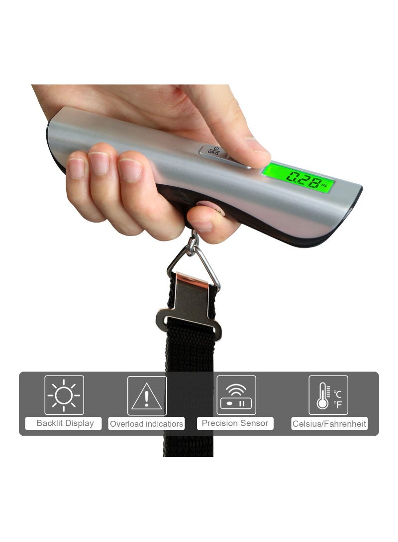 SOLARAE Digital Hanging Luggage Scale - Portable Handheld Baggage Scale with 110 Lbs Capacity, Green Backlight LCD Display, Auto Data Lock Function for Travel Suitcases and Weighing Needs. - Image 2