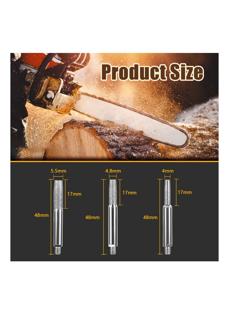 KASTWAVE - Chainsaw Sharpening Stone, Chainsaw Grinding Stone, 12PCS High Hardness Diamond Chainsaw Sharpener - Burr Stone File in 3 Size Diamond, Sharpening Wheels Chainsaw File (4mm, 4.8mm, 5.5mm) - Image 1