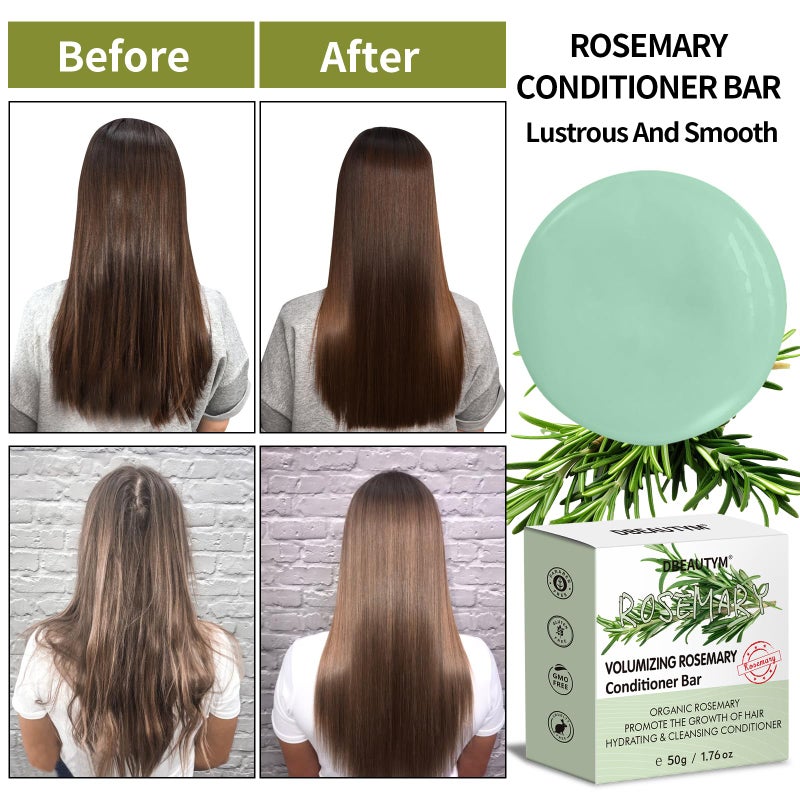 DBEAUTYM 2 Pack Rosemary Shampoo Conditoner Bar Set,Thinning Hair-Volume Shampoo & Conditioner Bar for Men and Women,Hair Thickening & Regrowth Treatment,Hair Growth Soap for Anti-Hair Loss - Image 4