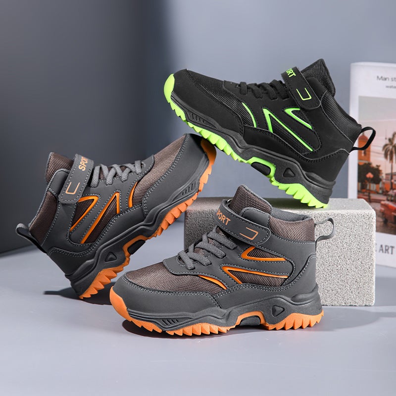New Children'S Outdoor Hiking Shoes Boys Non-Slip Wear-Resistant High-Top Middle And Large Children'S Sneaker Hiking Running Shoes - Image 2
