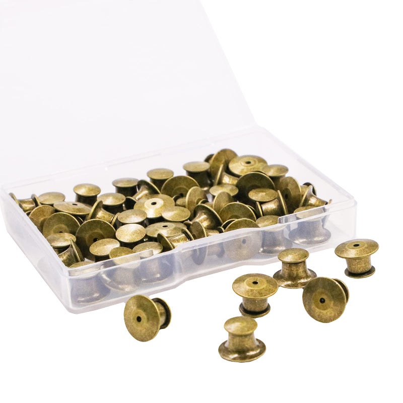 SUBANG 40 Pieces Metal Pin Backs Locking Pin Keepers Locking Clasp with Storage Case