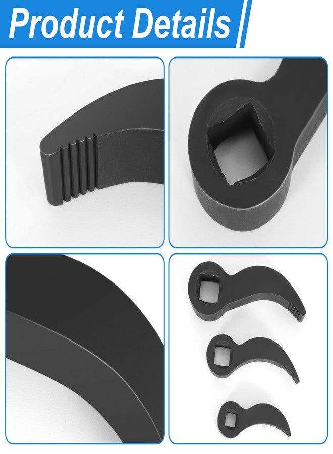 RUTU 3PCS Pry Bar Wrench Adapter, 1/2" 3/8" 1/4" Half Shaft Pry Bar Wrench Adaptor Head, Removal Car Repairing Tools D (Square) Profile - Image 3