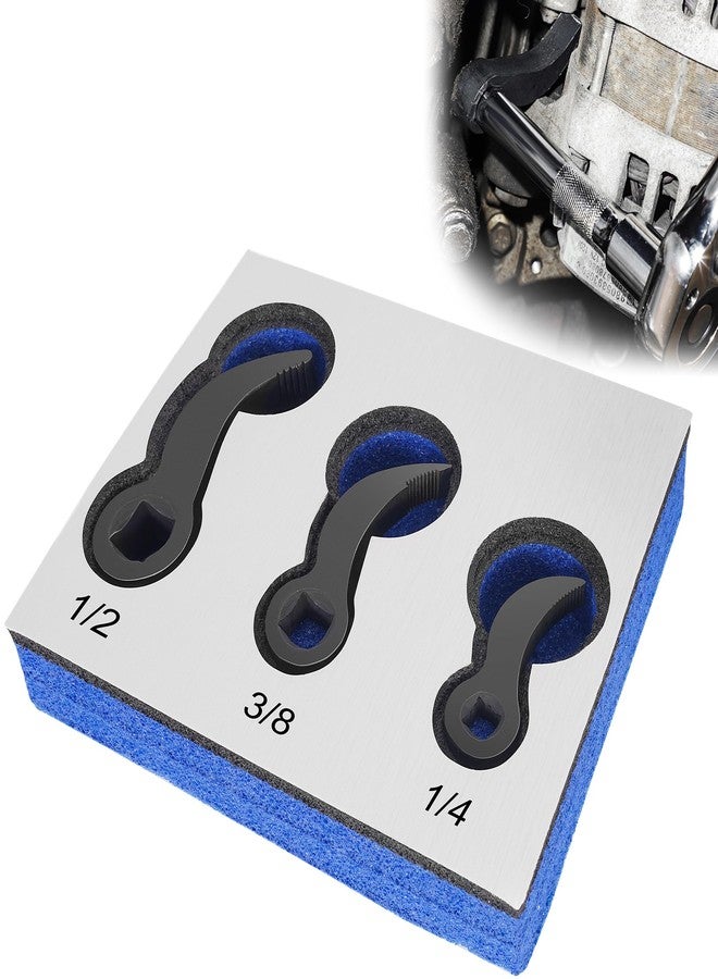 RUTU 3PCS Pry Bar Wrench Adapter, 1/2" 3/8" 1/4" Half Shaft Pry Bar Wrench Adaptor Head, Removal Car Repairing Tools D (Square) Profile - Image 1