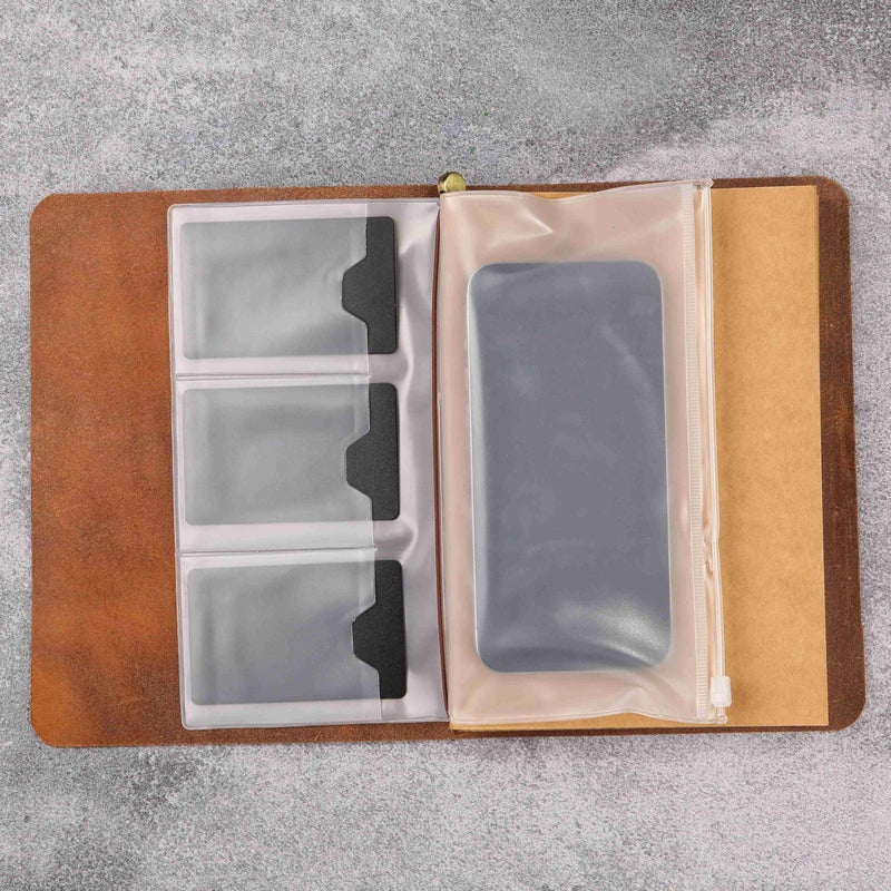 D&M leather studio Leather A5 Travelers Notebook Cover with Inner Pockets and Card Slots and Pen Holder (Inches, A5-8.3 x 5.8) - Image 2