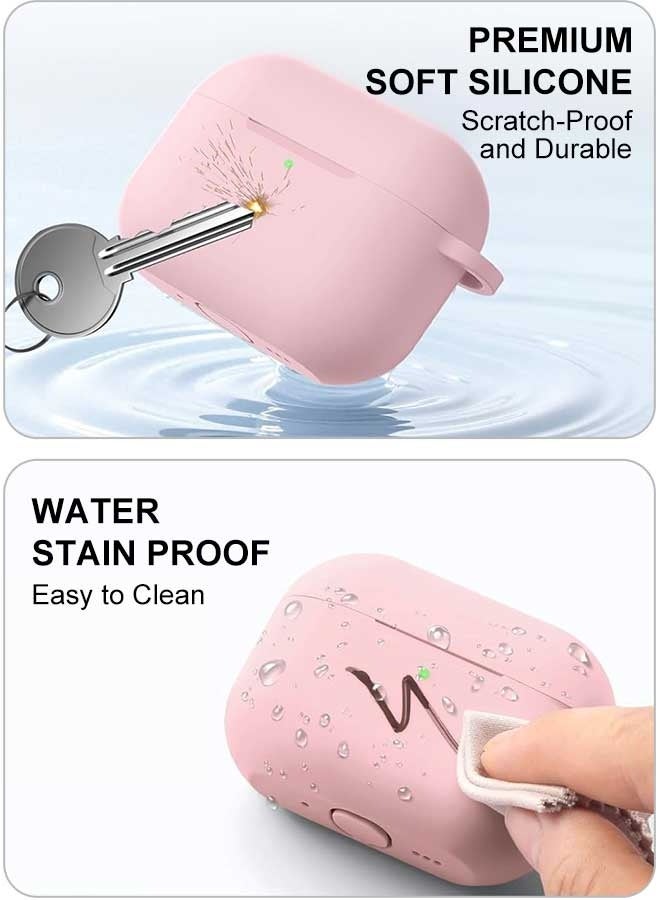 Tersely [2 in 1] Silicone Case Cover with Cleaner Kit for AirPods Pro 3,Supports Wireless Charging, Protective Skin with Carabiner Shockproof Protection (Pink) - Image 4
