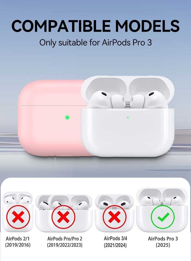 Tersely [2 in 1] Silicone Case Cover with Cleaner Kit for AirPods Pro 3,Supports Wireless Charging, Protective Skin with Carabiner Shockproof Protection (Pink) - Image 2