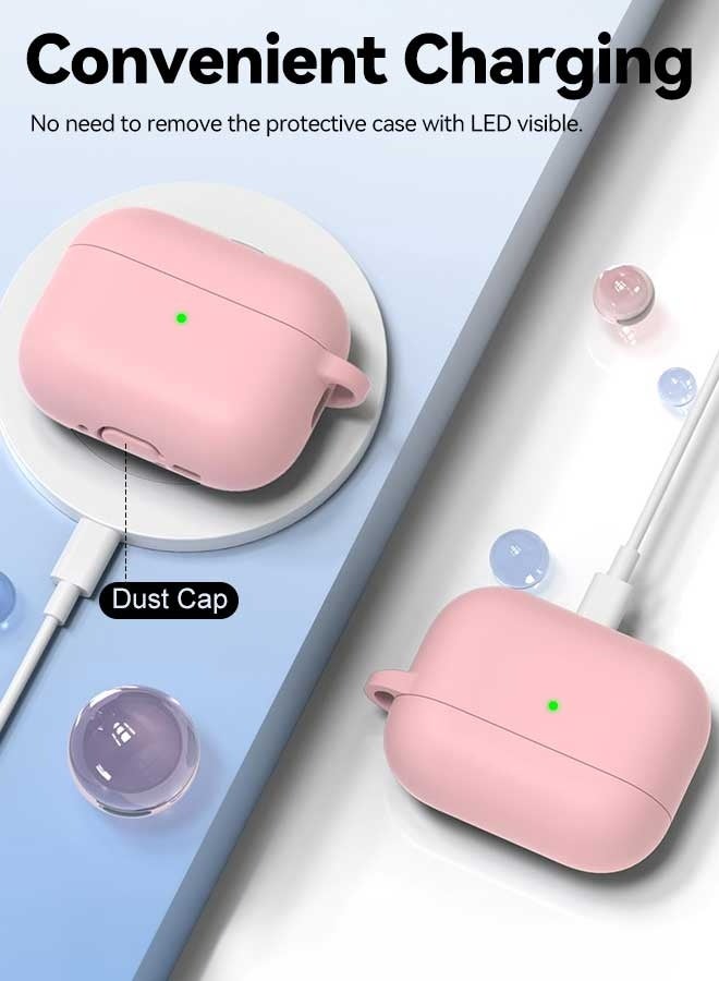 Tersely [2 in 1] Silicone Case Cover with Cleaner Kit for AirPods Pro 3,Supports Wireless Charging, Protective Skin with Carabiner Shockproof Protection (Pink) - Image 5