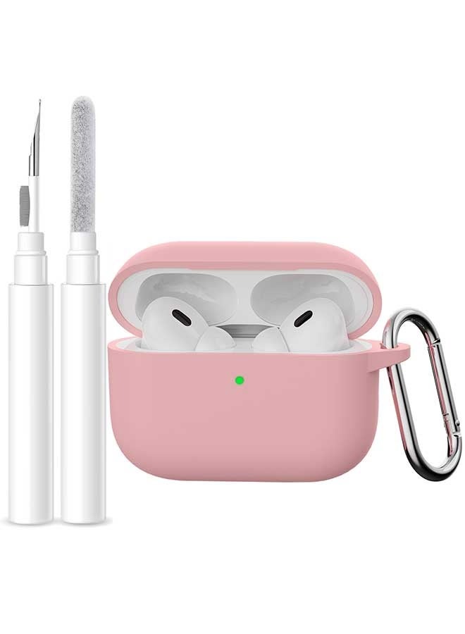 Tersely [2 in 1] Silicone Case Cover with Cleaner Kit for AirPods Pro 3,Supports Wireless Charging, Protective Skin with Carabiner Shockproof Protection (Pink) - Image 1