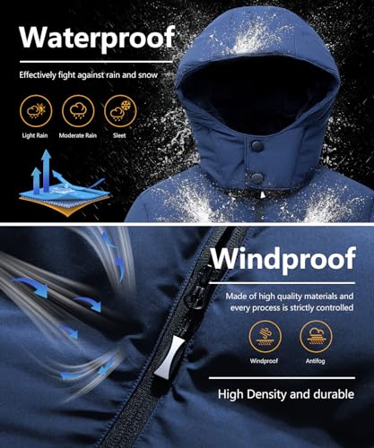 BYLESIN Kids Boy's Winter Coat Fleece Lined Waterproof Jacket Puffy Cotton Coat Thick Hooded Down Outdoor Coats - Image 5