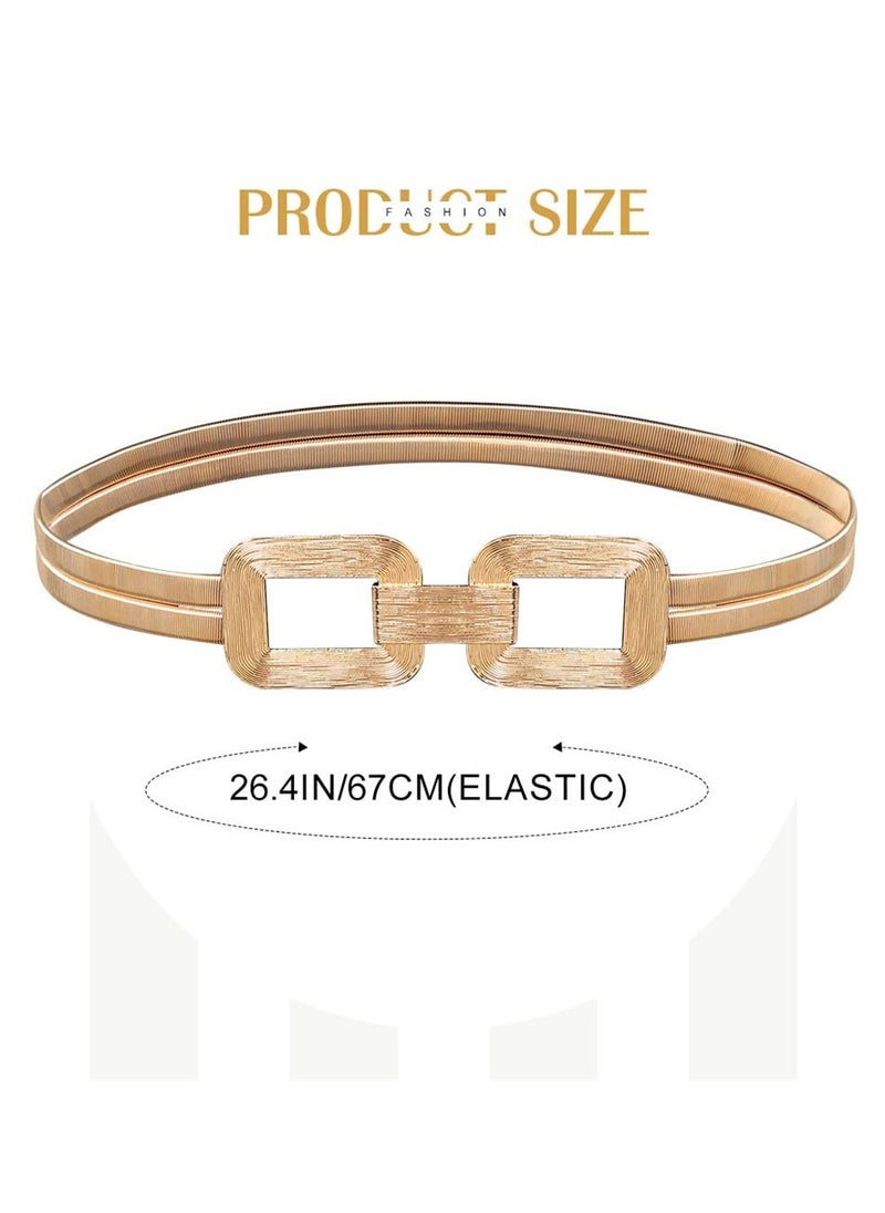 Metal Waist Belt Gold Skinny Metal Waist Chain Elastic Dress Belt Buckle Waistband Jewelry for Dress Jeans Formal - Image 4