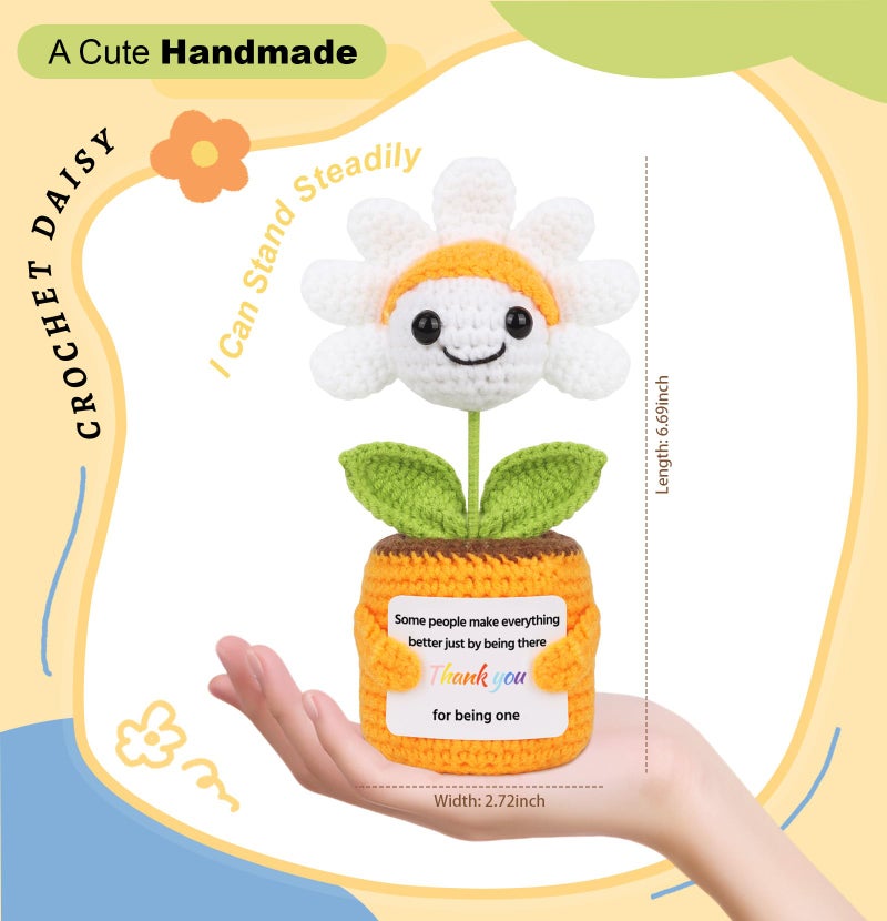 Sizobi Valentines Galentines Day Gifts for Women - Thank You Gifts Positive Daisy Emotional Support Crochet - Birthday Appreciation Easter Friendship Gifts for Best Friend Teacher Coworker Boss Nurse - Image 3