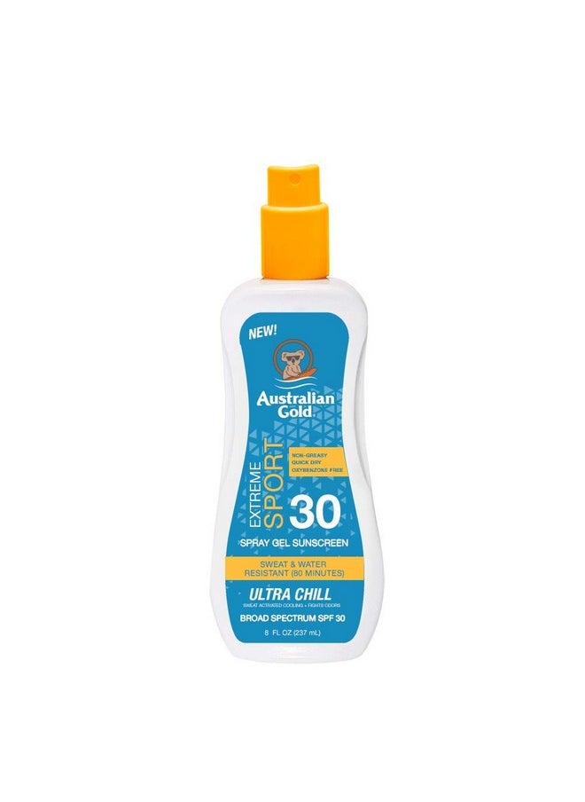 Australian Gold Extreme Sport Spray Gel Sunscreen Spf 30 8 Ounce Broad Spectrum Sweat & Water Resistant Nongreasy Oxybenzone Free Cruelty Free  - Image 1
