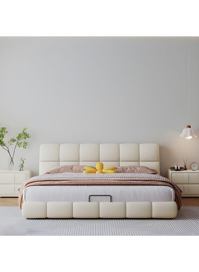 Ripple FURNITURE UAE Homes Contemporary Rectangular Panel Standard Bed, Beige, 180x200 cm  - Image 3