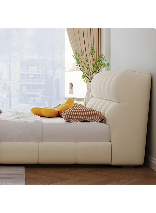 Ripple FURNITURE UAE Homes Contemporary Rectangular Panel Standard Bed, Beige, 180x200 cm  - Image 4