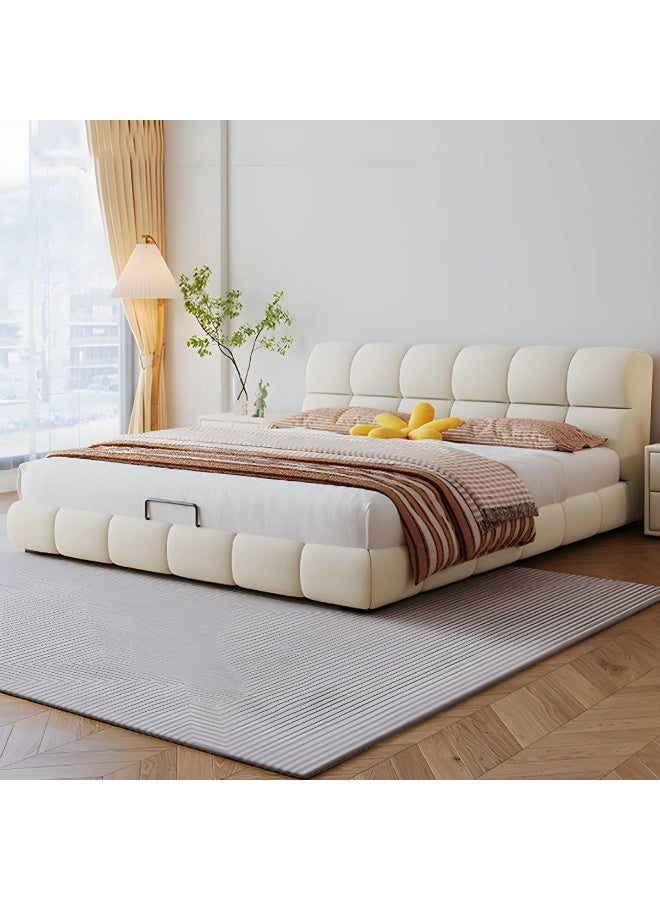 Ripple FURNITURE UAE Homes Contemporary Rectangular Panel Standard Bed, Beige, 180x200 cm  - Image 1