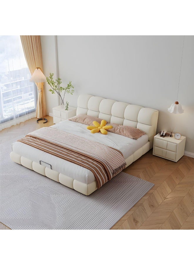 Ripple FURNITURE UAE Homes Contemporary Rectangular Panel Standard Bed, Beige, 180x200 cm  - Image 5