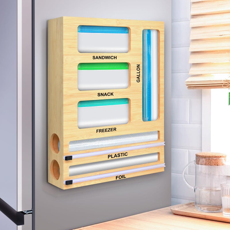MSJGA Magnetic Food Bag Storage Organizer for Drawer or Refrigerator Compatible with GallonQuart Sandwich Snack  Variety Size Bags