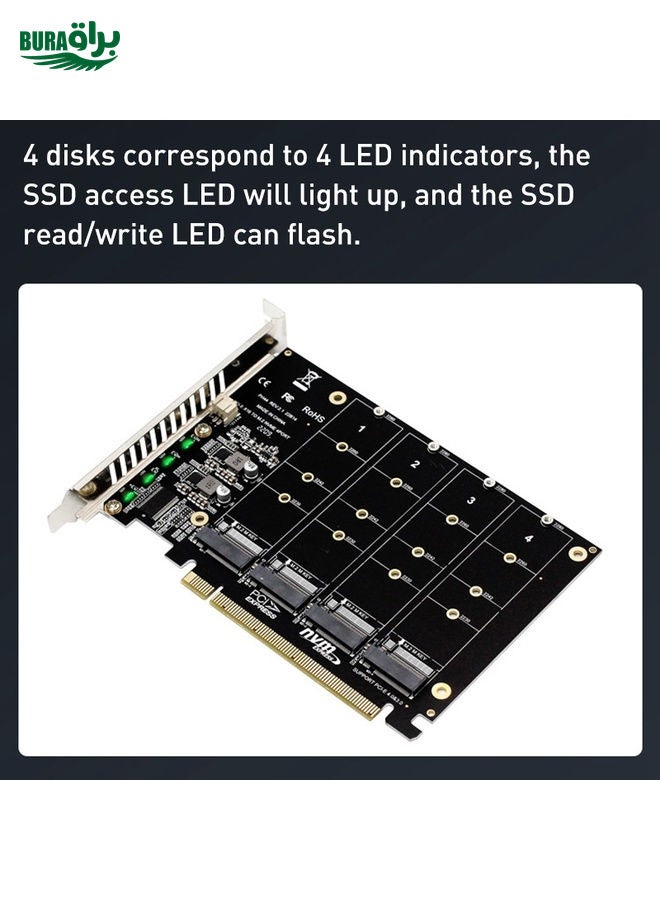 BURAQ PH44 NVME 4 Disk Array Card PCI-E Signal Split Array Card  - Image 5