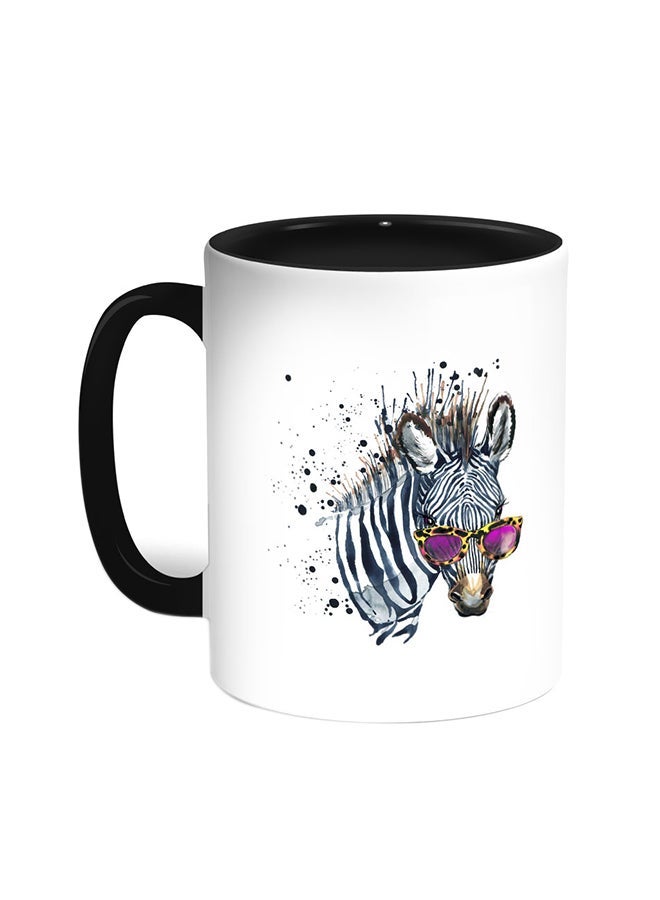 RYN Drawing Of Zebra Cole Printed Coffee Mug Black/White 11ounce
