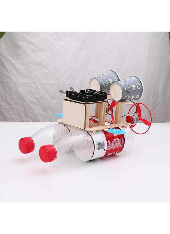 Generic Technology Production Small Invention Science Experiment Set Primary School Students Handmade Kidsren's Diy Material Package Remote Control Boat Model-Color:Yacht Upgraded Version Finished Product + Paint  - Image 1