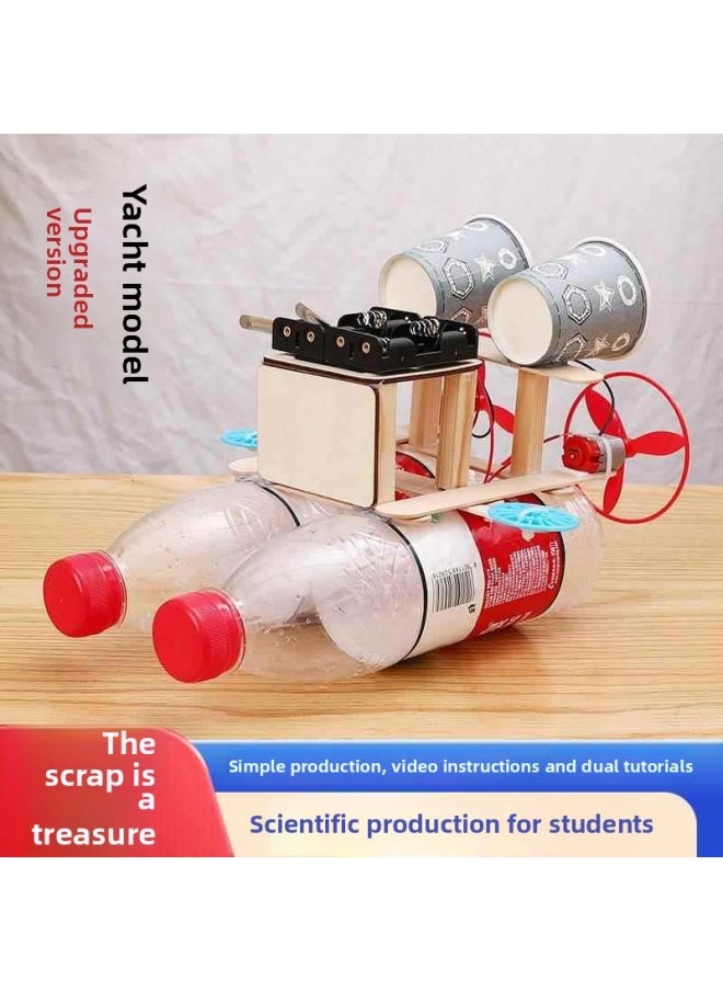 Generic Technology Production Small Invention Science Experiment Set Primary School Students Handmade Kidsren's Diy Material Package Remote Control Boat Model-Color:Yacht Upgraded Version Finished Product + Paint  - Image 2