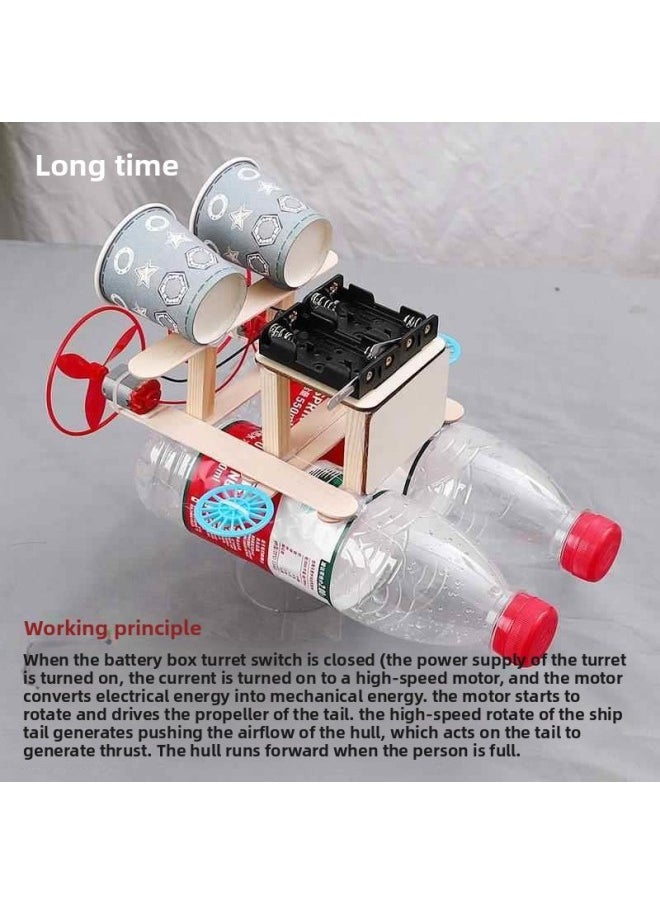 Generic Technology Production Small Invention Science Experiment Set Primary School Students Handmade Kidsren's Diy Material Package Remote Control Boat Model-Color:Yacht Upgraded Version Finished Product + Paint  - Image 4