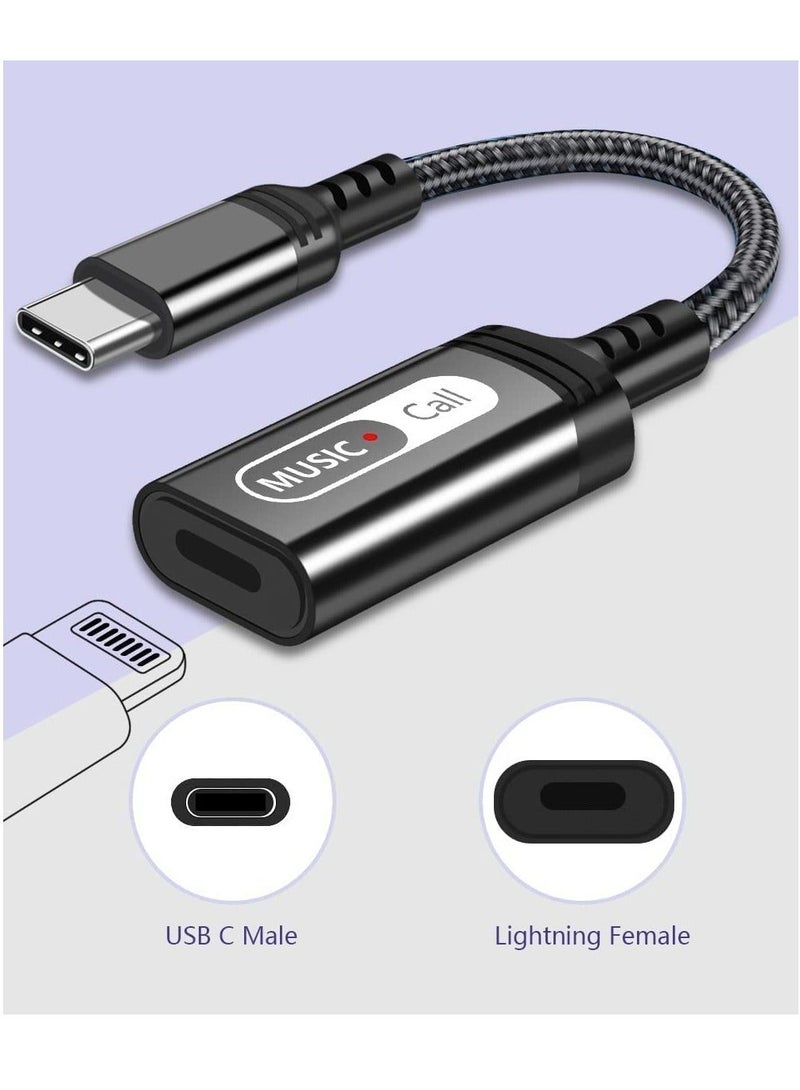 USB C to Lightning Audio Adapter, USB Type C Male to Lightning Female Headphone Converter for Apple iPad Air 4 Mini 6 MacBook to Earphones Connector for Call Music Video, Not Support Charging  - Image 1