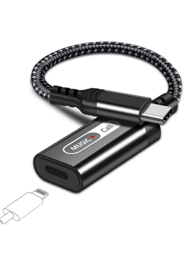 USB C to Lightning Audio Adapter, USB Type C Male to Lightning Female Headphone Converter for Apple iPad Air 4 Mini 6 MacBook to Earphones Connector for Call Music Video, Not Support Charging  - Image 2