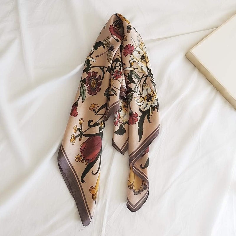 FONYVE Silk Feeling Scarf Medium Square Satin Head Scarf for Women 27.5 × 27.5 inches - Image 3