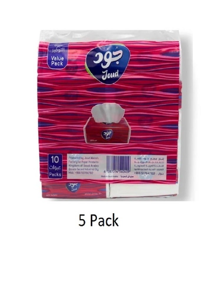 Joud Soft tissues pack of 50 pieces each pack contains 10 boxes each box contains 180 Double sheets  - Image 2