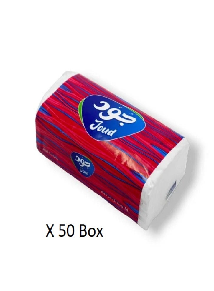 Joud Soft tissues pack of 50 pieces each pack contains 10 boxes each box contains 180 Double sheets  - Image 3
