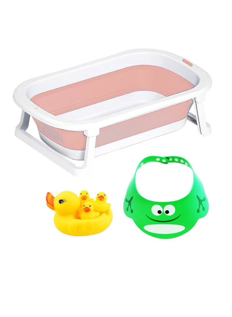 Star Babies Buy 2 Get 1 (Foldable Bathtub, Shower cap with Free Rubber Duck Toy 4pcs )-Pink - Image 1