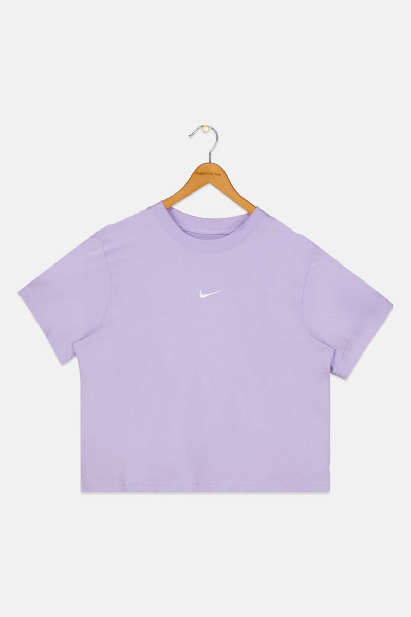 Nike Kids Girl Short Sleeve Brand Logo Training Top, Lavender  - Image 1