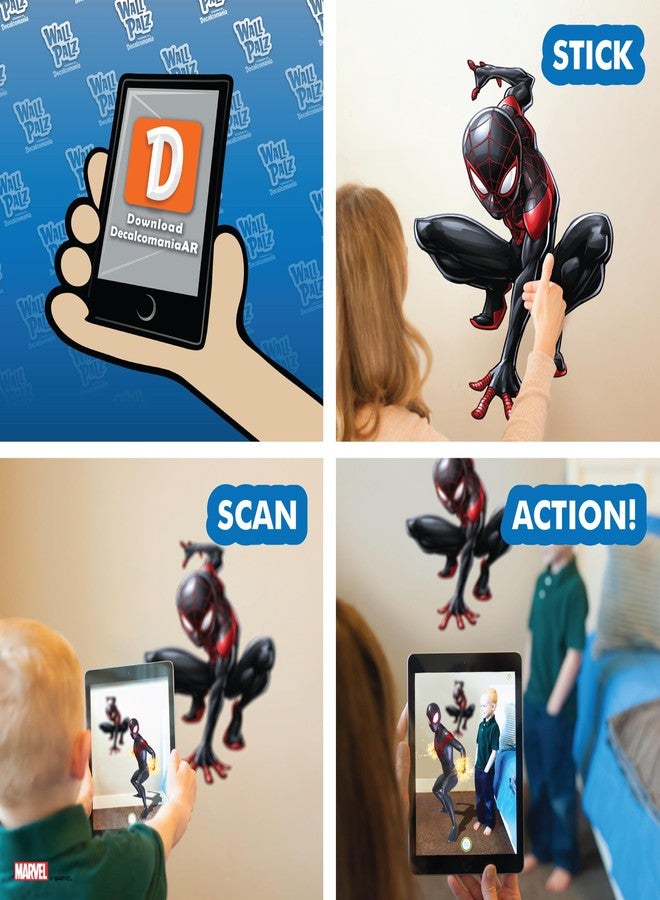 Wall Palz Marvel Miles Morales Wall Decal - 20" Augmented Reality Spider-Man Bedroom Decor Peel and Stick Vinyl Wall Stickers - Image 3