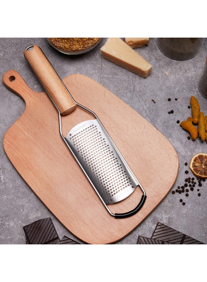 Tomorotec Stainless Steel Cheese Grater with Natural Wood Handle for Parmesan Cheese Lemon, Ginger, Cheese, Nutmeg, Potato, Chocolate and Garlic Small - Image 1