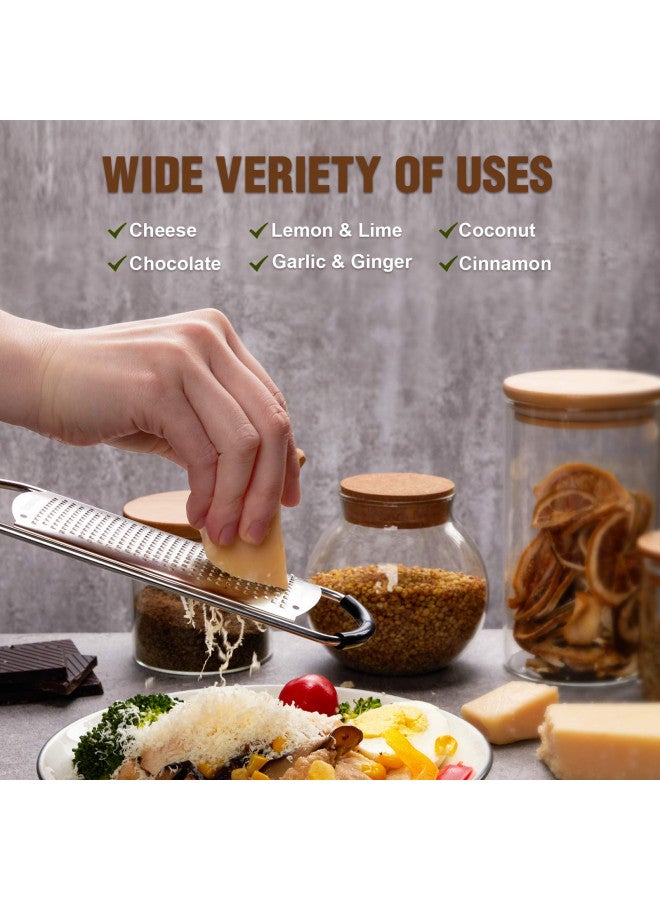 Tomorotec Stainless Steel Cheese Grater with Natural Wood Handle for Parmesan Cheese Lemon, Ginger, Cheese, Nutmeg, Potato, Chocolate and Garlic Small - Image 2