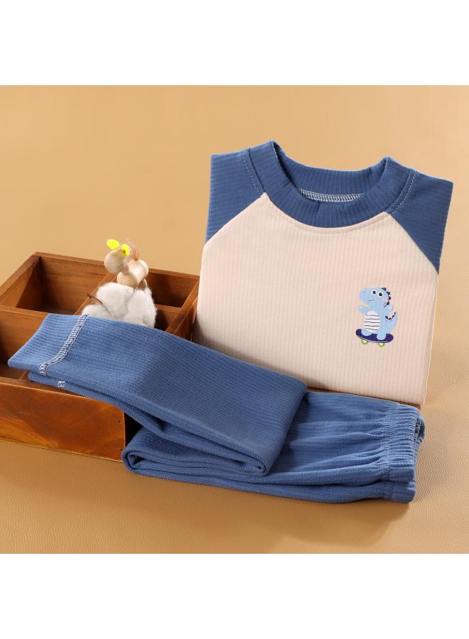 New Children's Warm Velvet Suit Boys Girls Baby Homewear Pajamas Middle And Big Children's Autumn Clothes Long Pants Children's Clothing 