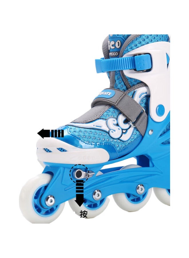 Meter high Migao Roller Skates Set For Children, Girls' Complete Inline Skating Set, Adjustable Straight-Wheel Skates, Sc0 Upgraded Version, Blue, Size L - Image 1