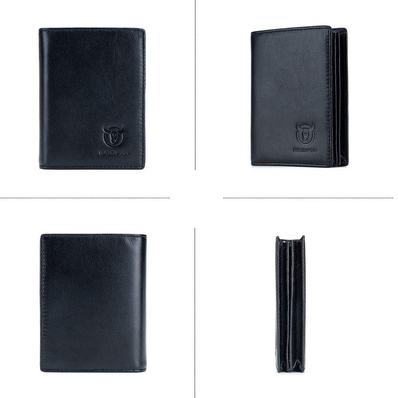 BULLCAPTAIN RFID Blocking Bifold Wallet For Men Genuine Leather Extra Capacity Travel Wallet with 2 Cash Compartments QB027 (Coffee) - Image 2