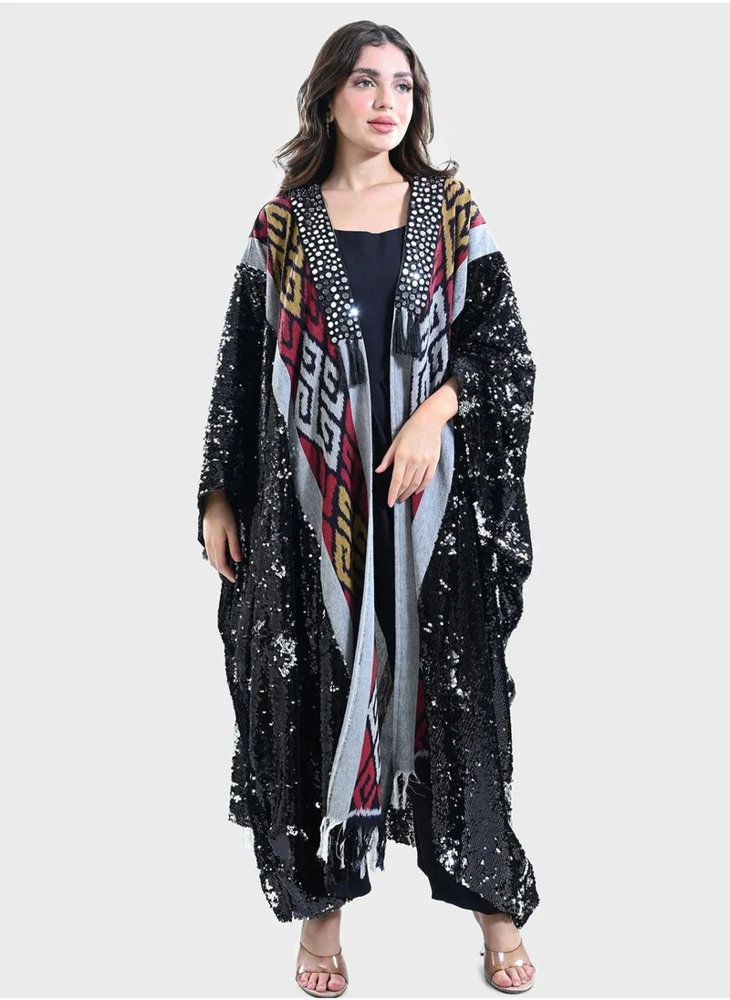 TOP TATO Embellished Cape Sleeve Kaftan