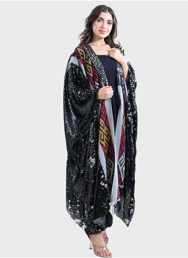 TOP TATO Embellished Cape Sleeve Kaftan