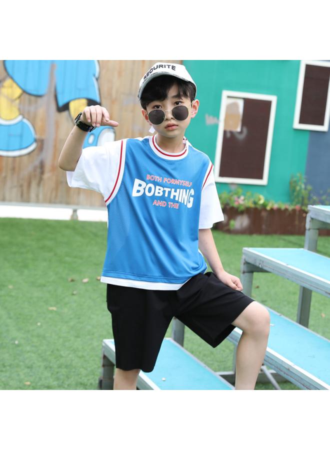Children's Basketball Clothes Suit Middle And Big Children's Clothing Summer Men's Basketball Clothes Children's Training Sportswear Sweat-absorbent Basketball Jersey Thin