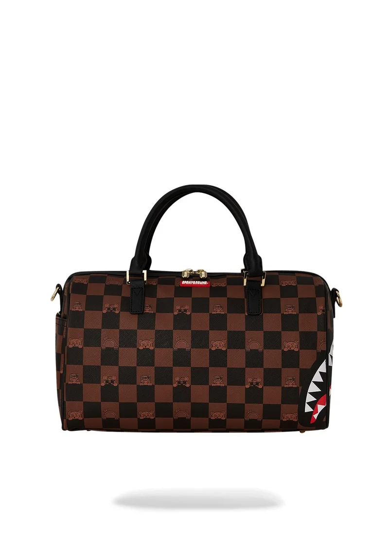 SPRAYGROUND PEEKING CHARACTER CHECK MINI DUFFLE