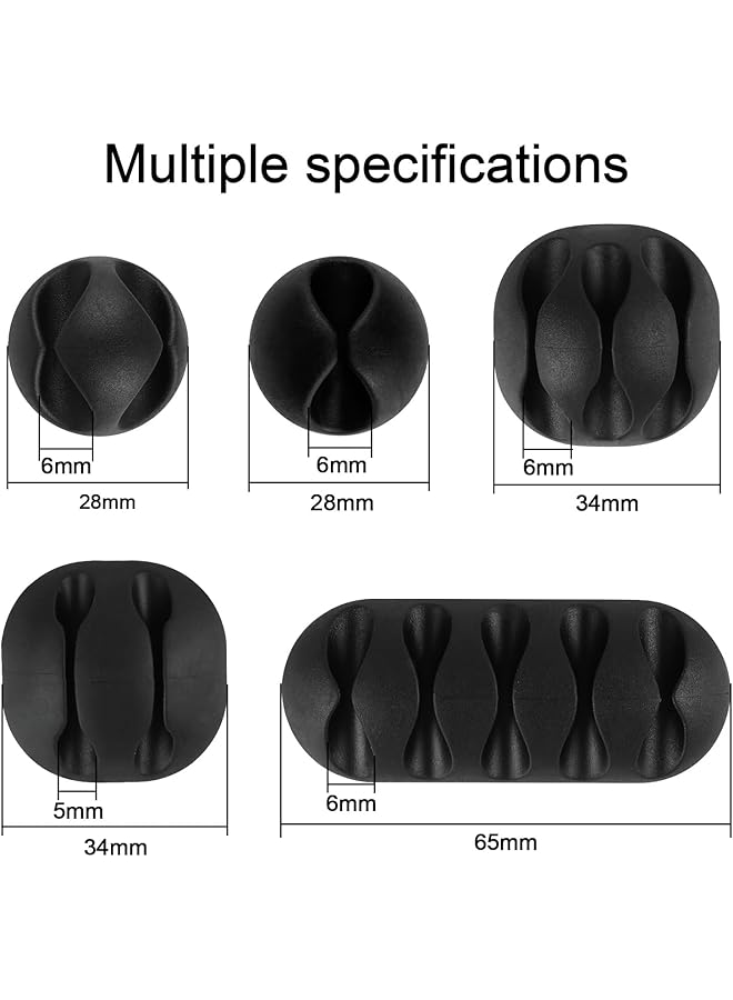 إيروريكس مجموعة من 16 مشبك كابلات مطاطي لاصق ذاتي اللون أسود لتنظيم الأسلاك للمنزل والمكتب وكابل بيانات USB - Image 2