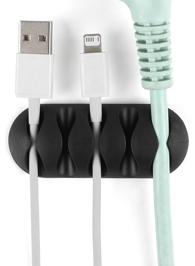 إيروريكس مجموعة من 16 مشبك كابلات مطاطي لاصق ذاتي اللون أسود لتنظيم الأسلاك للمنزل والمكتب وكابل بيانات USB - Image 4